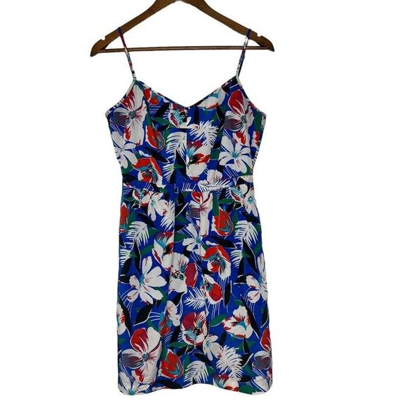 J Crew 8 Floral Spaghetti Strap Short Dress Vibrant Stylish Tropical Womens - Picture 1 of 9
